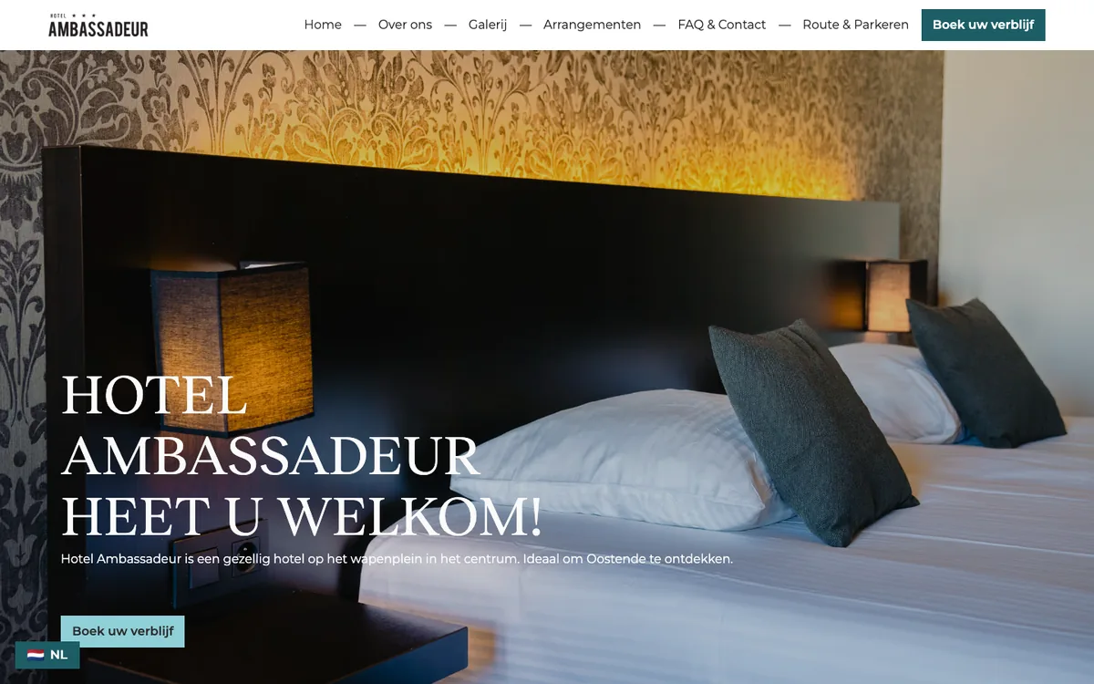 Website van Hotel Ambassadeur